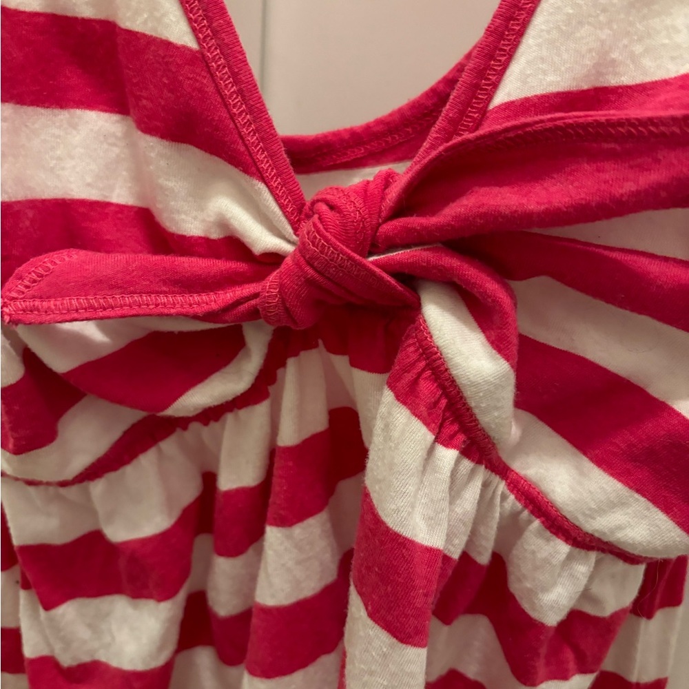 Pink and White Striped Tank Top with Bow - Picture 2 of 4